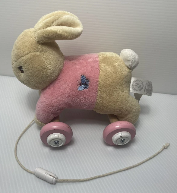BEATRIX POTTER PETER Rabbit String Pull Toy Wheels Stuffed Animal Bunny