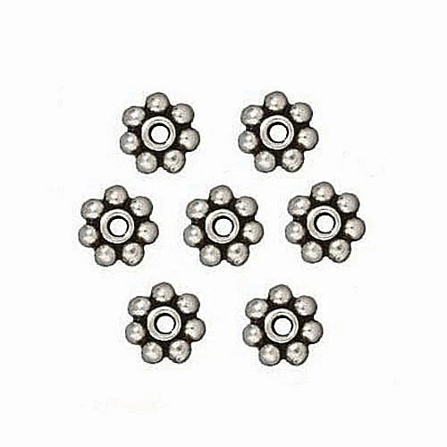 Espaciador Margarita Heishe Cuentas De Joyería Antiguo Color Plata Peltre 25 Cuentas 4Mm Pw6