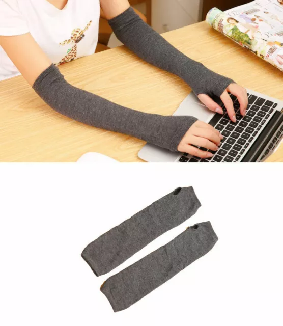 Women Warmer Mitten Winter Long Knitted Wrist Arm Hand Warmer Fingerless Gloves