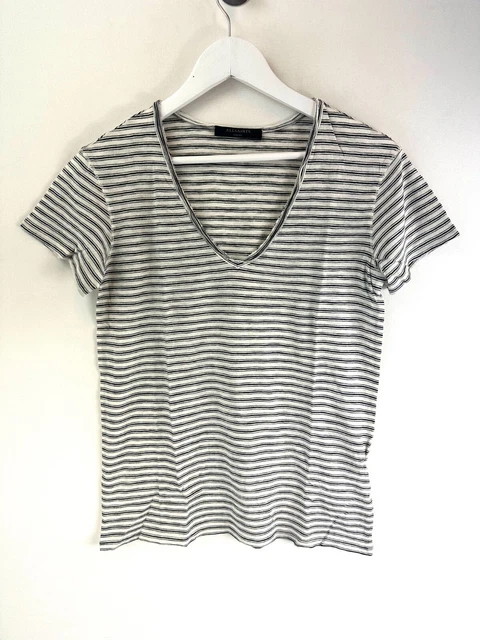 New Allsaints  V Neck Striped Tee Size Small
