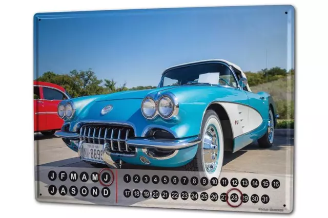 Dauer Wand Kalender Oldtimer Auto  Corvette Metall Magnet