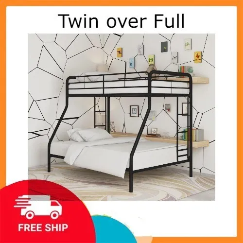 DHP Dusty Twin over Full Metal Bunk Bed with Secured Ladders, Black