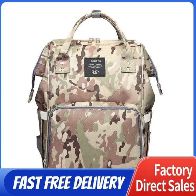 Waterproof Mummy Diaper Bags Backpack Large Capacity Baby Care (Light Camo)