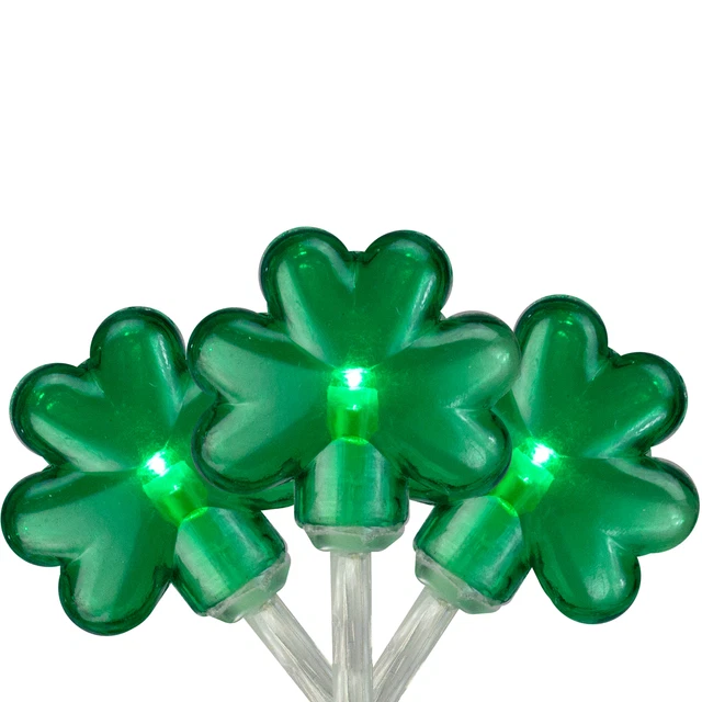 Northlight 20ct Green LED Mini St Patrick's Day Shamrock Lights 5.5ft Clear Wire