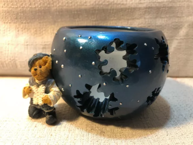 Boyds Bear Elvin T Elfbeary Looks Like Snow Christmas Votive Candle Holder 27734
