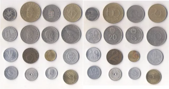 HUNGRÍA, lote de 16 monedas diferentes