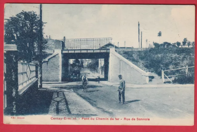 CERNAY ERMONT 95 - Rue de SANNOIS, pont du chemin de fer - Animé - VAL D'OISE