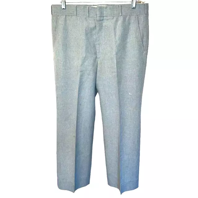 Vintage 60s/70s Blue Polyester Knit Flare Disco Pants Size 36x27-29