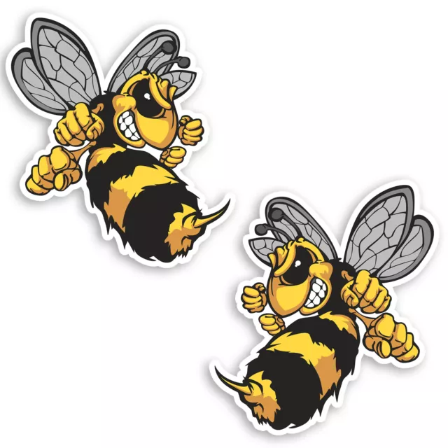 2 x 10cm Wasp Bee Hornet Vinyl Stickers - Cool Laptop Bike Car Sticker #34668