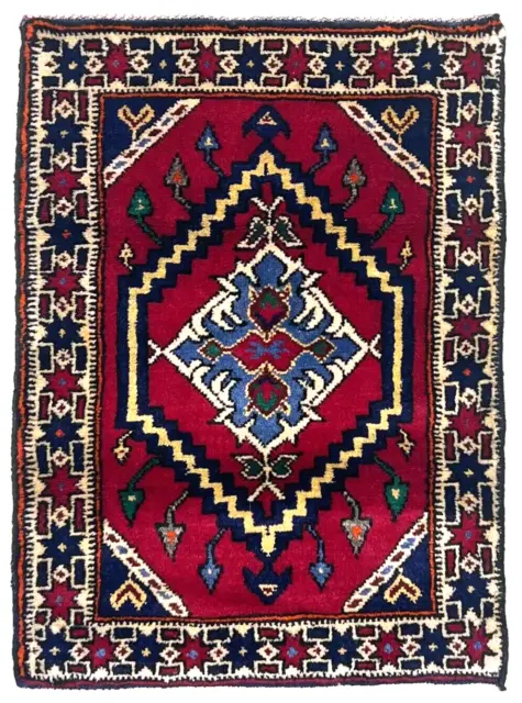 Hand Knotted Balouch Red Ivory Tribal Oriental Nomadic Wool Area Rug 1'7" x 2'2"