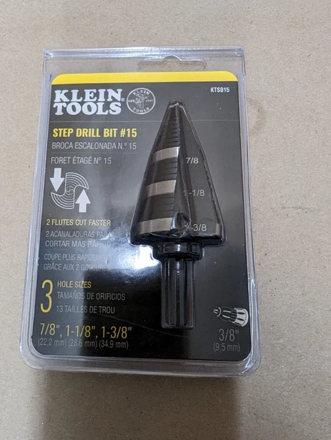 Klein Tools KTSB15 Step Drill Bit #15   7/8", 1-1/8", 1-3/8" NEW 2