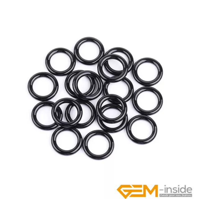 10pcs Natural Black Agate Stone Donut Ring Connector Slider Beads Jewelry Making
