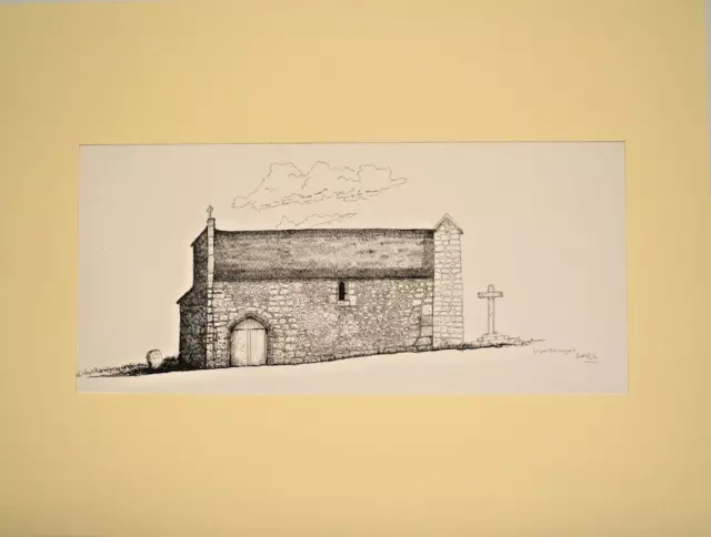 Original Zeichnung Kirche Portugal signiert Tiago Domingues Tinte