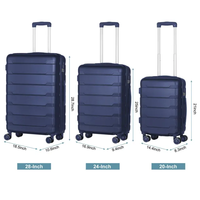 Luggage 3 Piece Set Suitcase Spinner Hardshell Lightweight w/TSA Travel Trolley 2