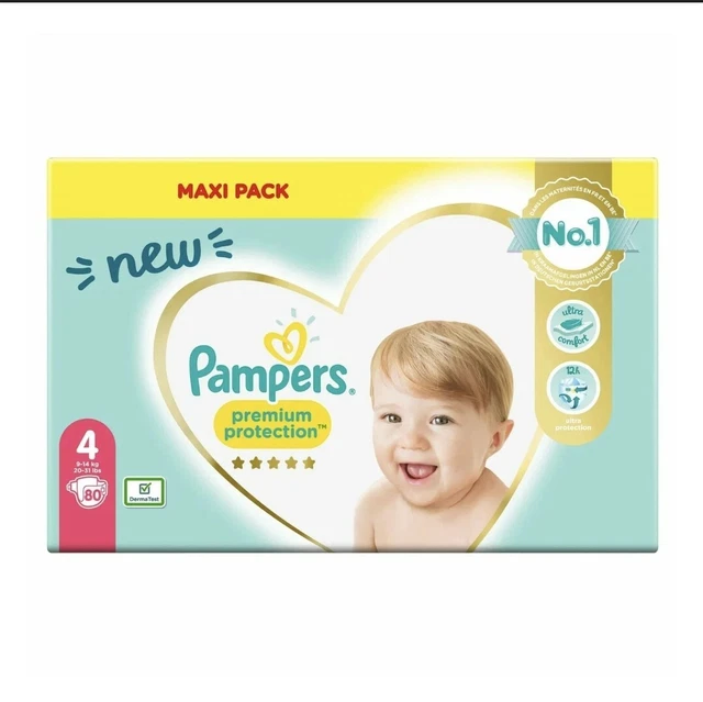 PAMPERS 80 Couches Premium Protection Taille 4