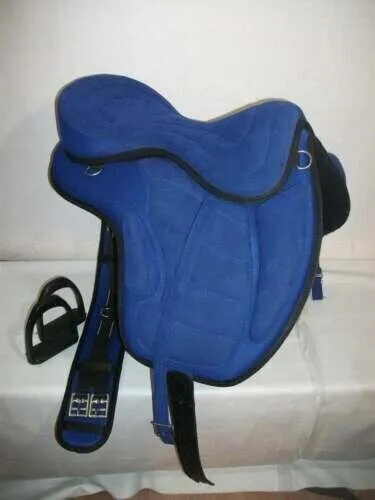 All Purpose Synthetic Treeless Freemax Full Suede Horse Saddle Size 13" TO 18"