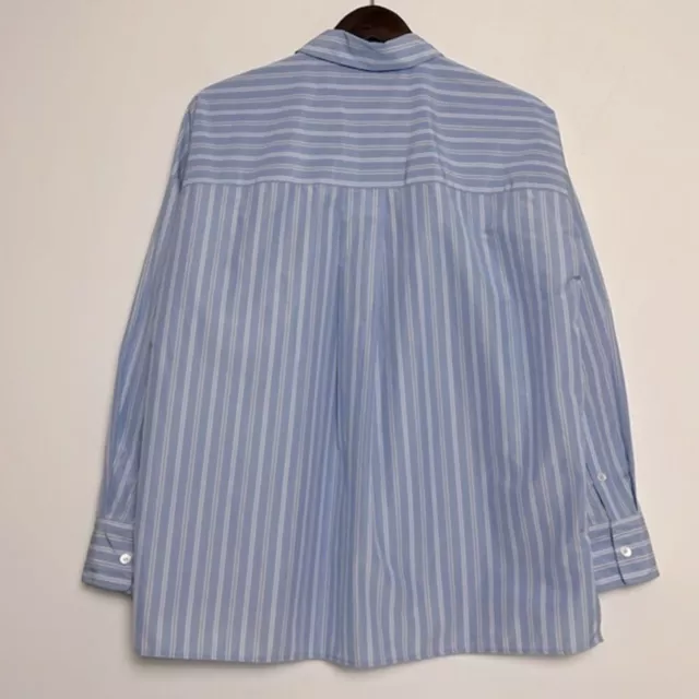 Theory Lourah Blue White Stripe Button Down Relaxed Fit  Shirt Size Small 3