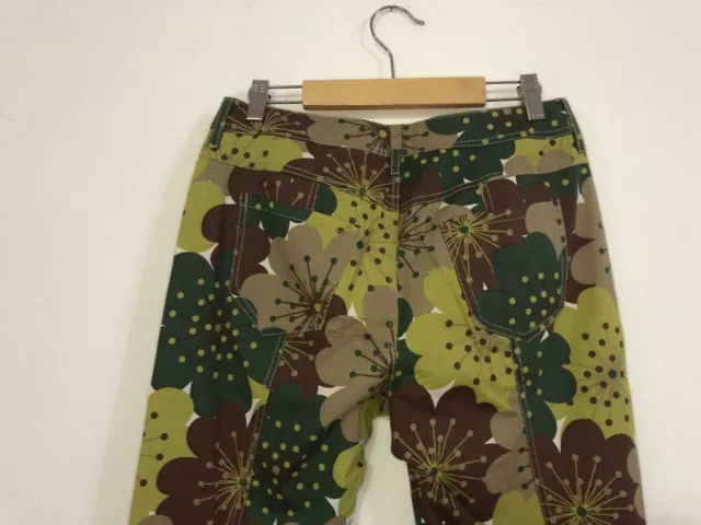 MARELLA Pantalone bermuda marrone verde fantasia floreale Tg 42 3