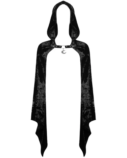 Dark In Love Gothic Witch Hooded Bolero Shrug Top Black Velvet Cropped Hoodie