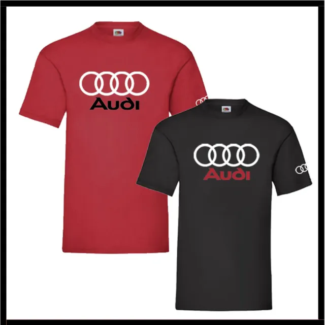 T-Shirt Maglia Maglietta Audi Moto Per Uomo Donna In Cotone Nera Rossa T Shirt