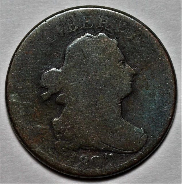1807 Draped Bust Half Cent - Rotated Die - US 1/2c Copper Penny Coin - L30