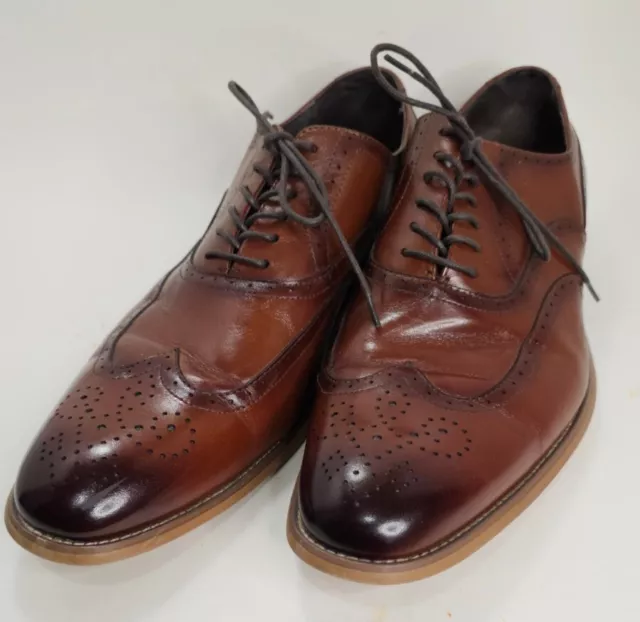 Stacy Adams Men's Wingtip Oxford Dress Shoes Burnished Leather Low Wear Size 14m