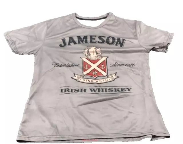 T - Shirt Jameson Irish Whiskey Logo Shirt Both Sides Gray/Silver Men's Size M