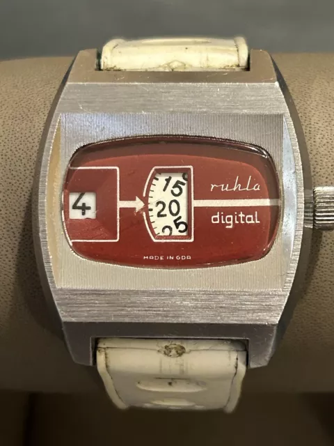 Vintage RUHLA DIGITAL Jump Hour Wrist Watch 1970's GDR