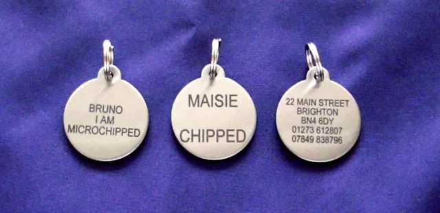 Dog ID NAME DISC Tag S/Steel Pet Tags BLACK LASER ENGRAVED Cats & Puppy B