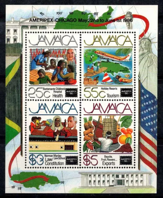 Jamaica 1986 Mi. Bl. 27 SS 100% MNH AMERIPEX, Stamp Exhibition