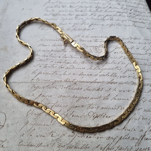Collier Vintage Plaqué Or Laminé - Maille Corde Dorée - Collier Ancien Occasion