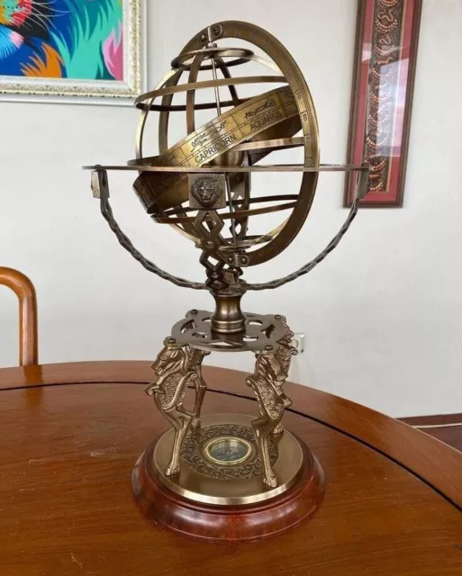 18'' inch Large Brass Armillary Sphere with Working Direction Compass Nautical