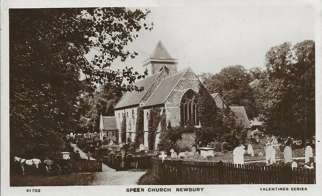 Berkshire, Speen Church Newbury, photo postcard, by Valentines 41702, used 1908