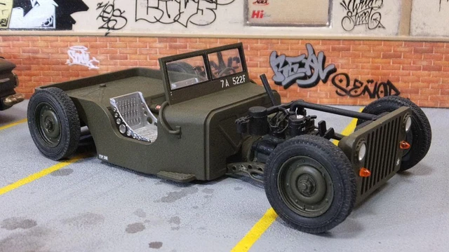 CONSTRUIT ET PEINT Tamiya 1/24 Jeep Willys 1944 RAT ROD EUR 322,61