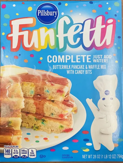 Pillsbury FUNFETTI Complete Buttermilk Pancake & Waffle Mix Candy Bits 28 oz Box