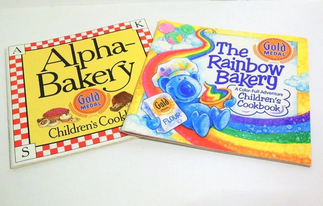 Alpha Bakery AND The Rainbow Bakery Childrens Cookbook LOT Gold Medal Kid Recipe