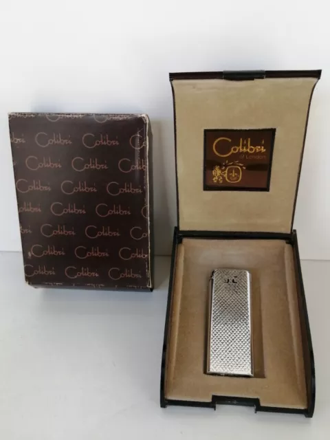 Accendino Leggero Argentato Piramidato Colibri Anni '80