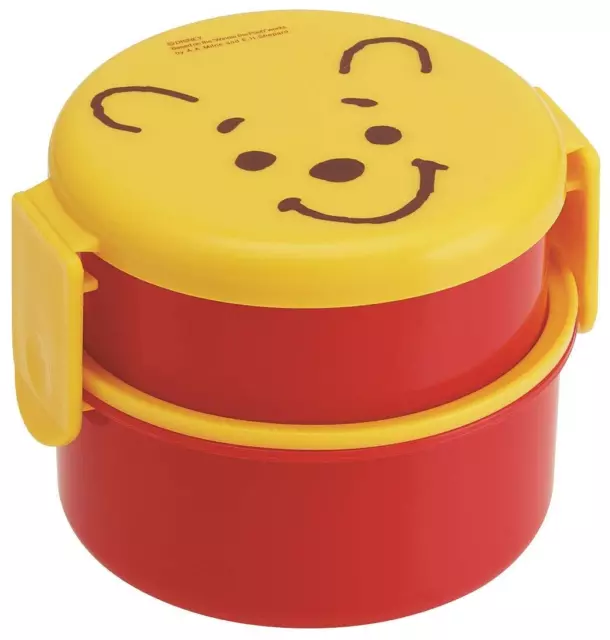 Skater Round Lunch Box 500ml Bento Box with Fork Pooh Face Disney Made in Japan