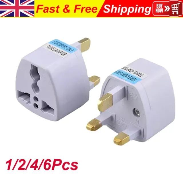 1/2/4/6X Universal Travel Adapter EU USA AU IN to UK 3 Pin Plug Converter Socket