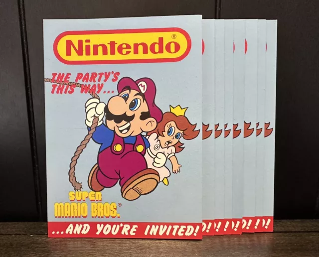 Vintage 1988 Nintendo Super Mario Bros. Lot Of 8 Invitation Cards Reed Paper