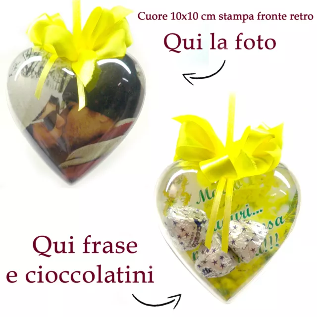 CUORE PERSONALIZZATO FOTO cioccolatini e frase Idea Regalo 8 Marzo festa  Donna EUR 9,99 - PicClick IT