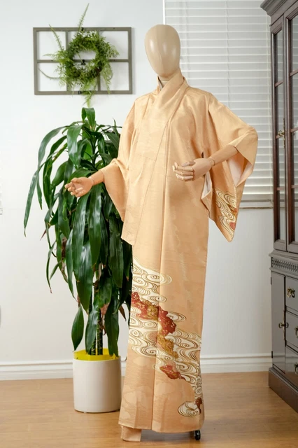 Dear Vanilla Japanese Silk Kimono Women's Robe Gown Authentic Japan Vintage Mint