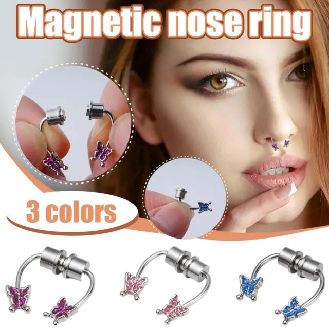 Fake Septum Nose Ring Segment Non-piercing Magnetic Butterfly Rings 2023 Q2J9