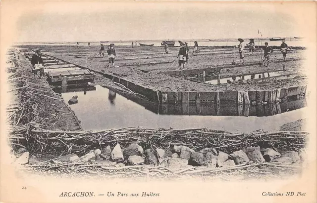 CPA 33 ARCACHON UN PARC AUX HUITRES (dos non divisé)