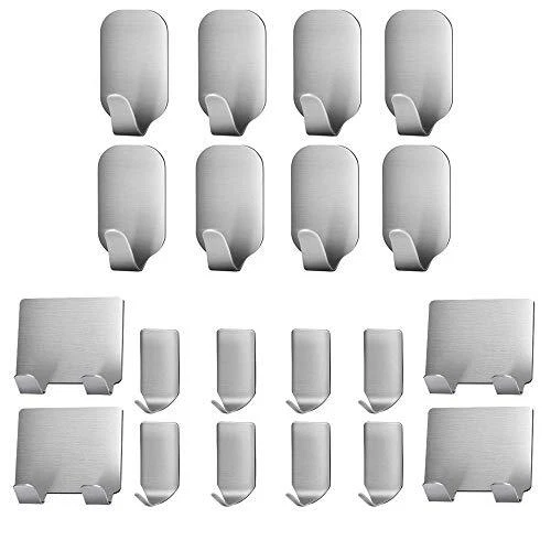 20 Pièces Crochet Adhésif en acier inoxydable support mural à adhésif 3M pour...