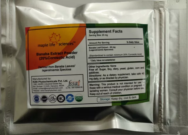 Banaba Leaf Extract Powder / Lagerstroemia speciosa Extract, 20% Corosolic Acid