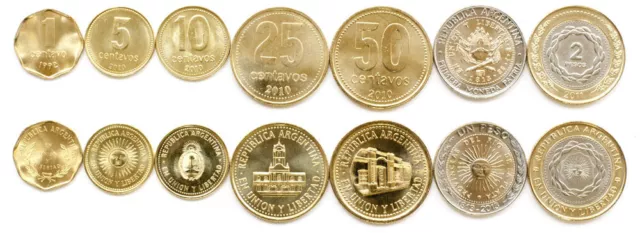 Argentina 7 Coin Set 1992-2013 Unc (#805)