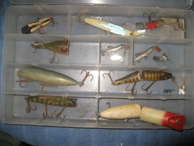 Vintage Wood Fishing Tackle Box FOR SALE! - PicClick