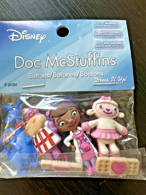 Dress It Up Disney Doc McStuffins Shank Back Buttons Brand New In Package 6pc