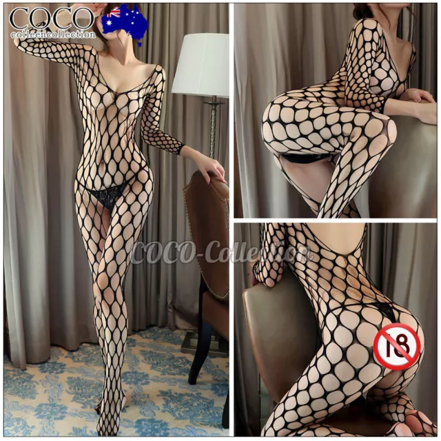 Women Sexy Fishnet Babydoll Nightwear Bodysuit Lingerie Underwear BODYSTOCKING